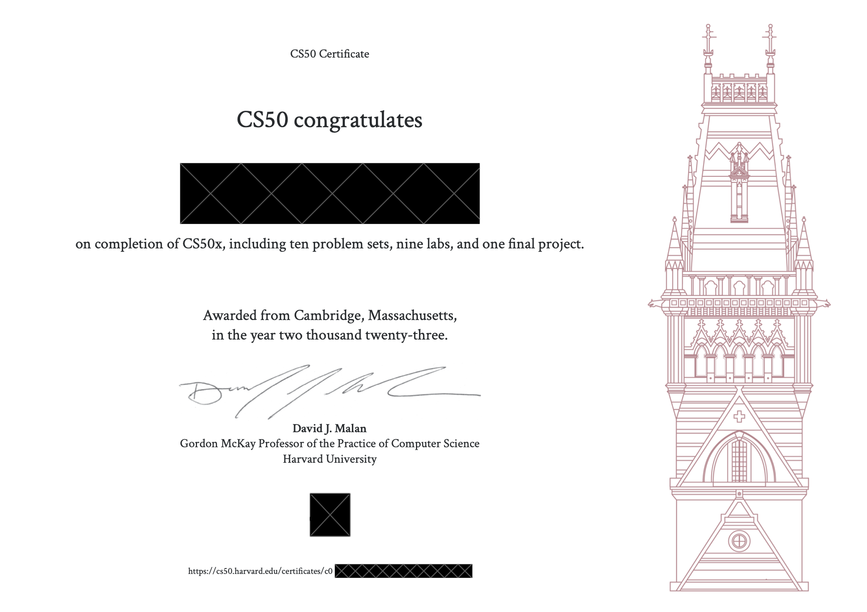 CS50 Certificate