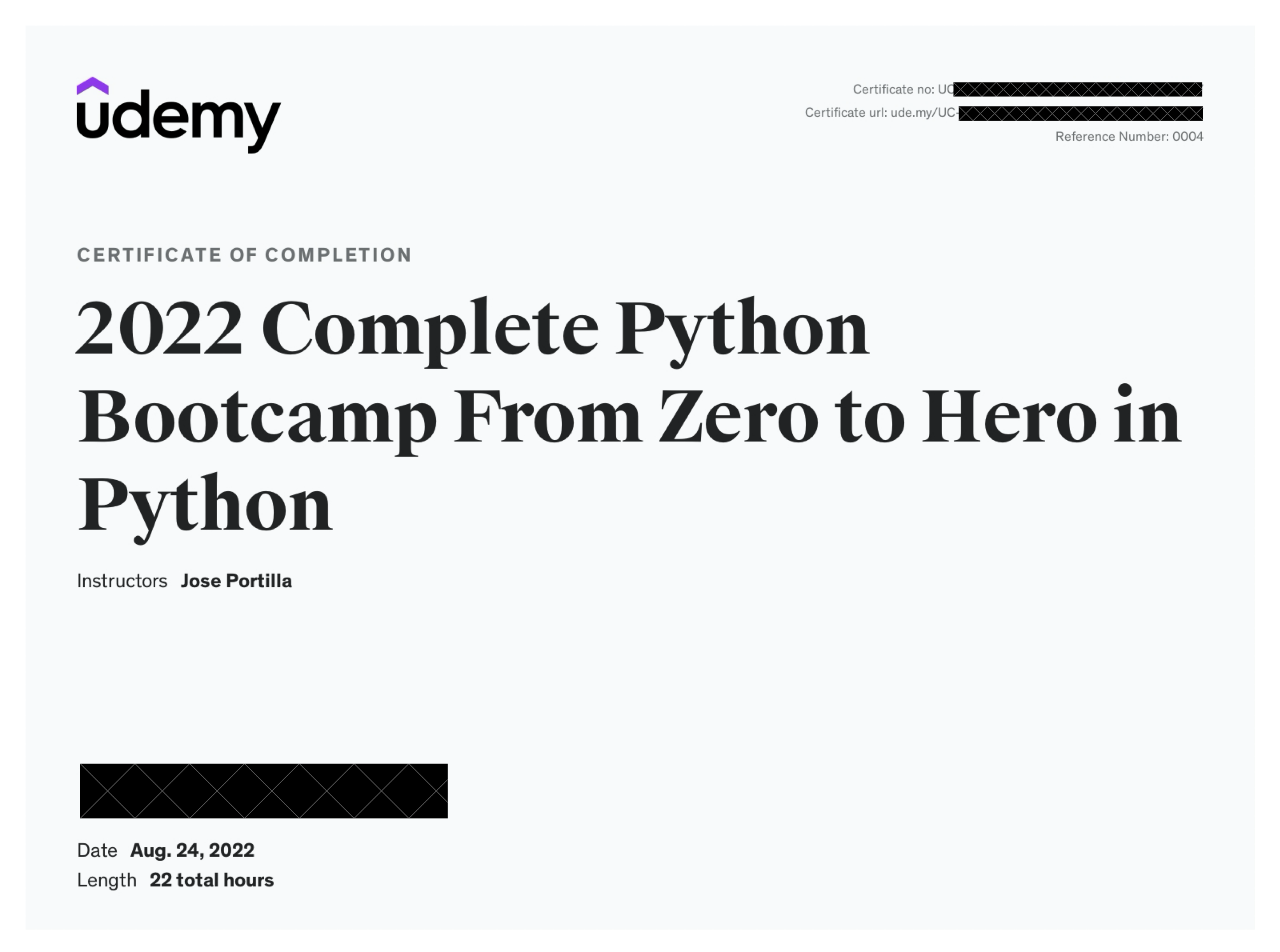 Python Course Certificate