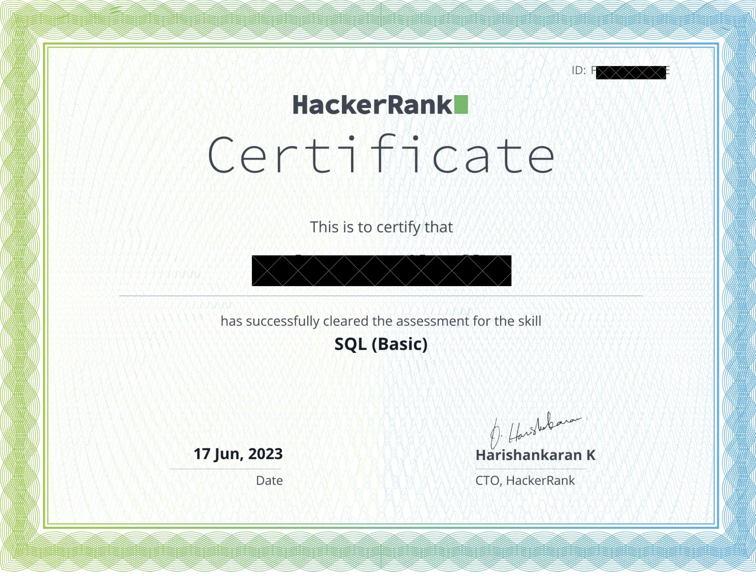 SQL Basic Certificate